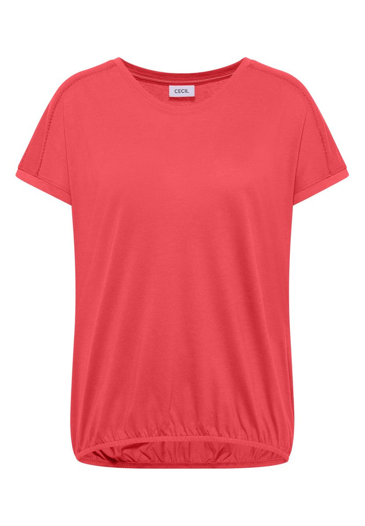 T-Shirt mit V-Neck und Spitzendetail