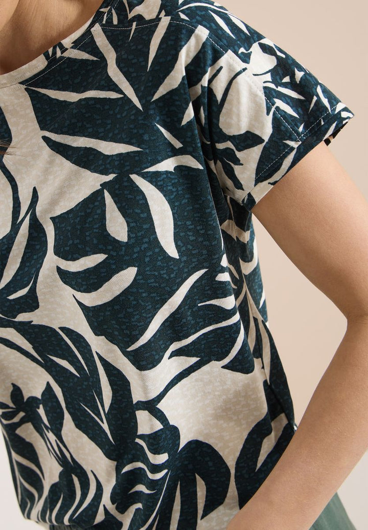 T-Shirt mit U-Boot-Ausschnitt und Print