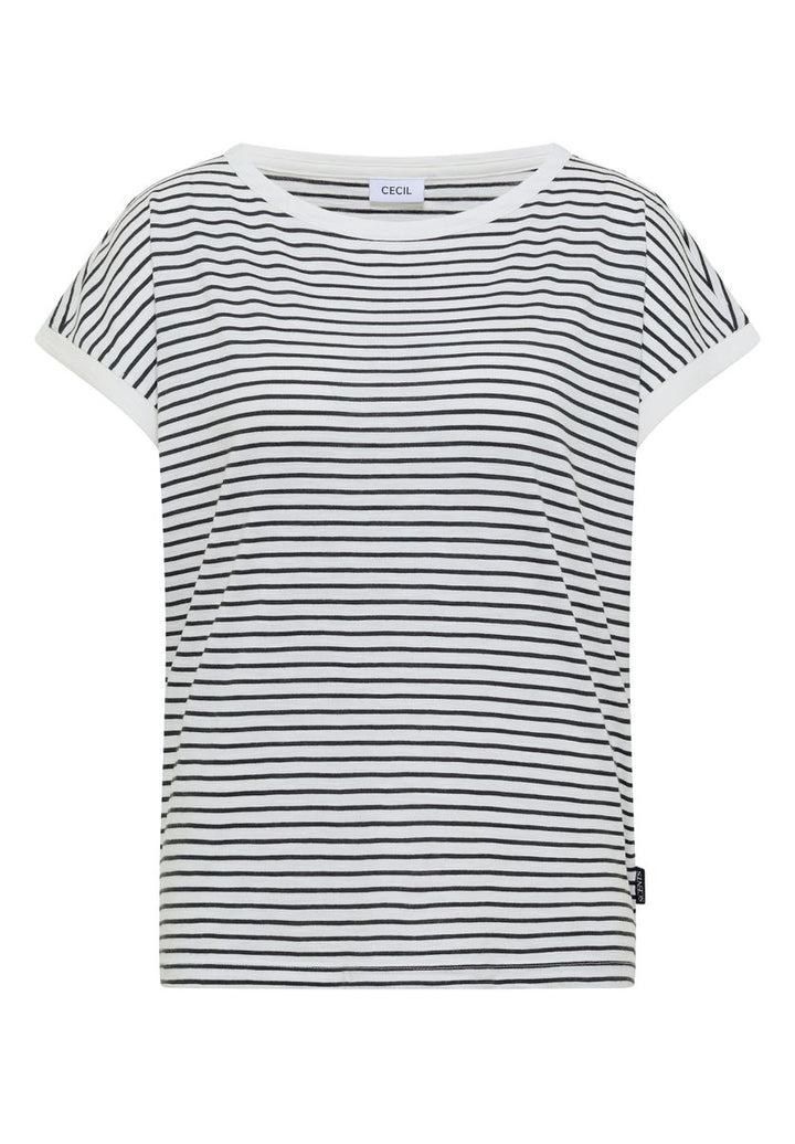 T-Shirt mit Boat Neck und Streifen