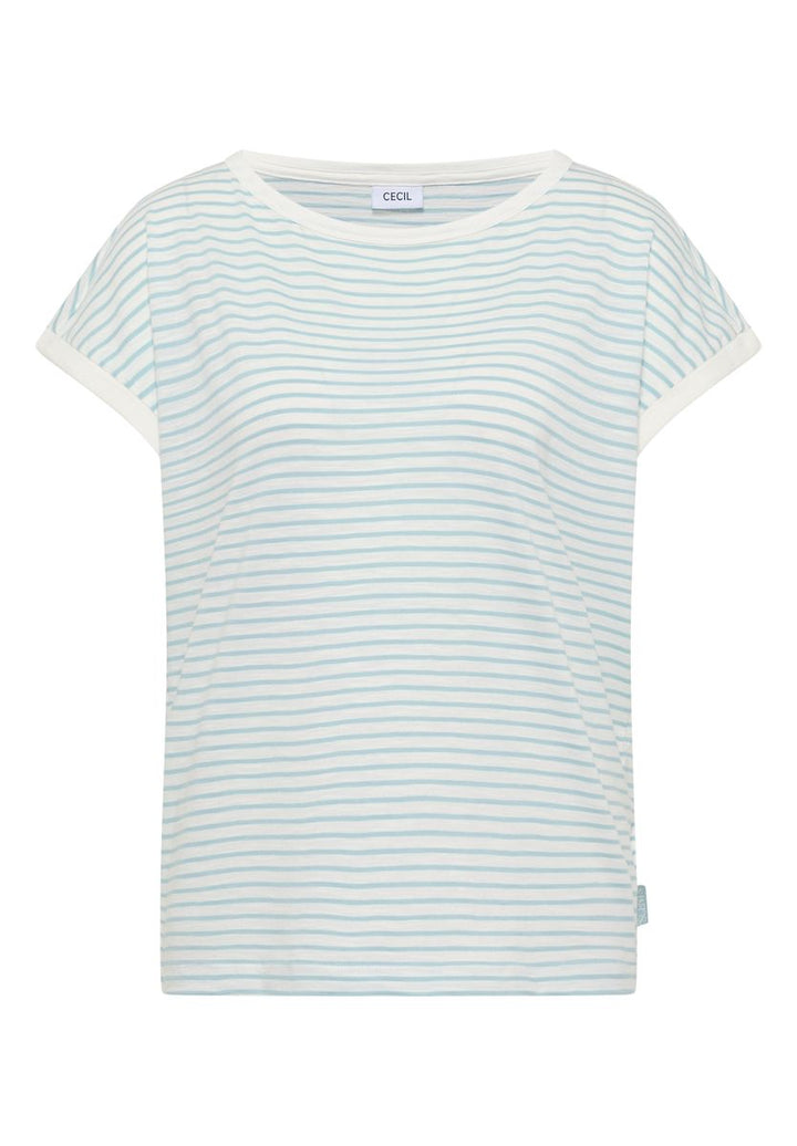 T-Shirt mit Boat Neck und Streifen