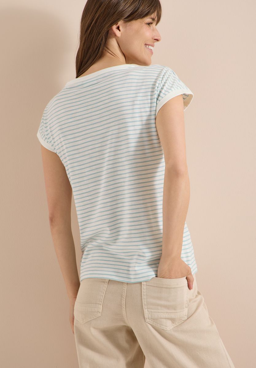 T-Shirt mit Boat Neck und Streifen