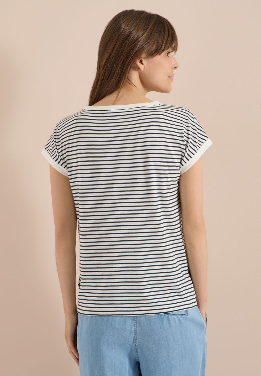 T-Shirt mit Boat Neck und Streifen