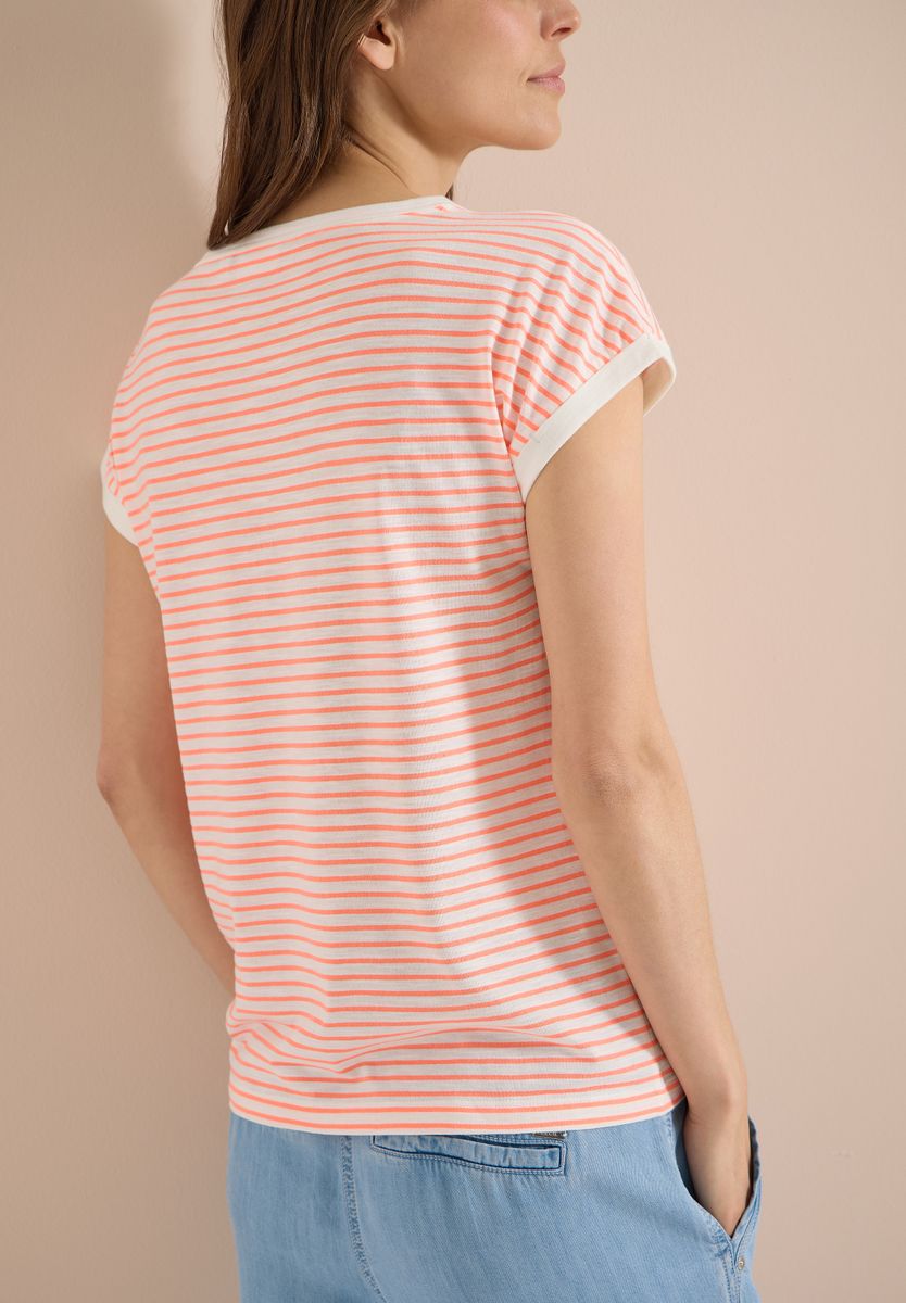 T-Shirt mit Boat Neck und Streifen