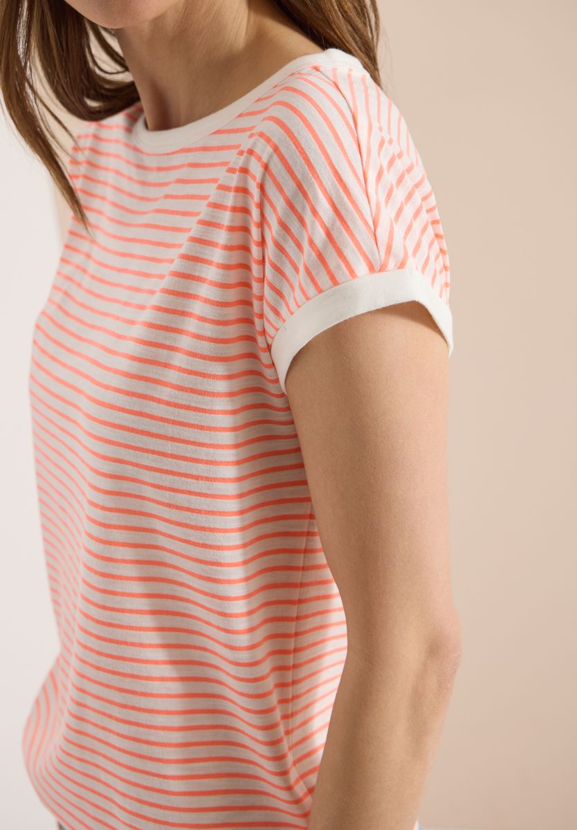 T-Shirt mit Boat Neck und Streifen