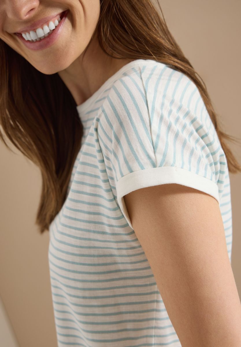 T-Shirt mit Boat Neck und Streifen