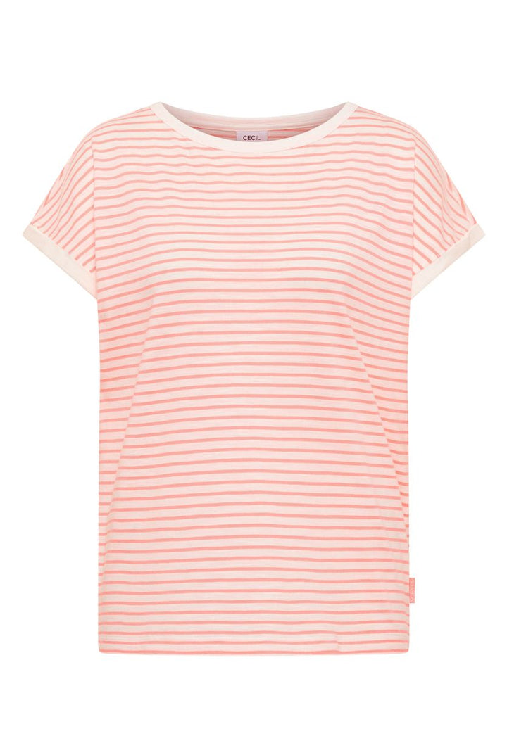 T-Shirt mit Boat Neck und Streifen