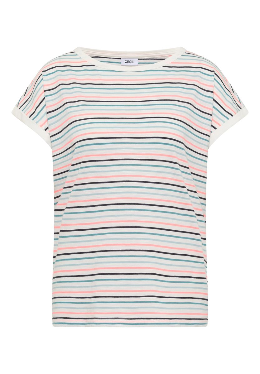 T-Shirt mit Boat Neck und Turn-Up-Detail