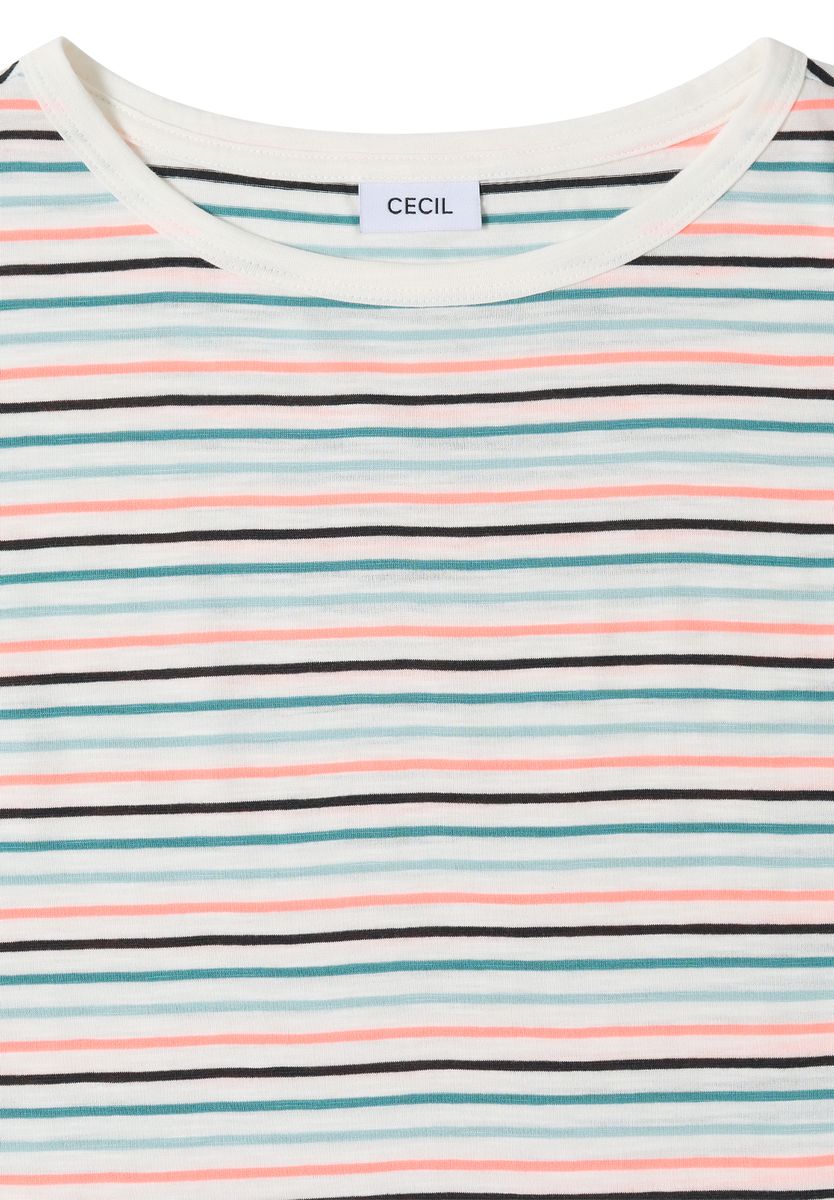 T-Shirt mit Boat Neck und Turn-Up-Detail