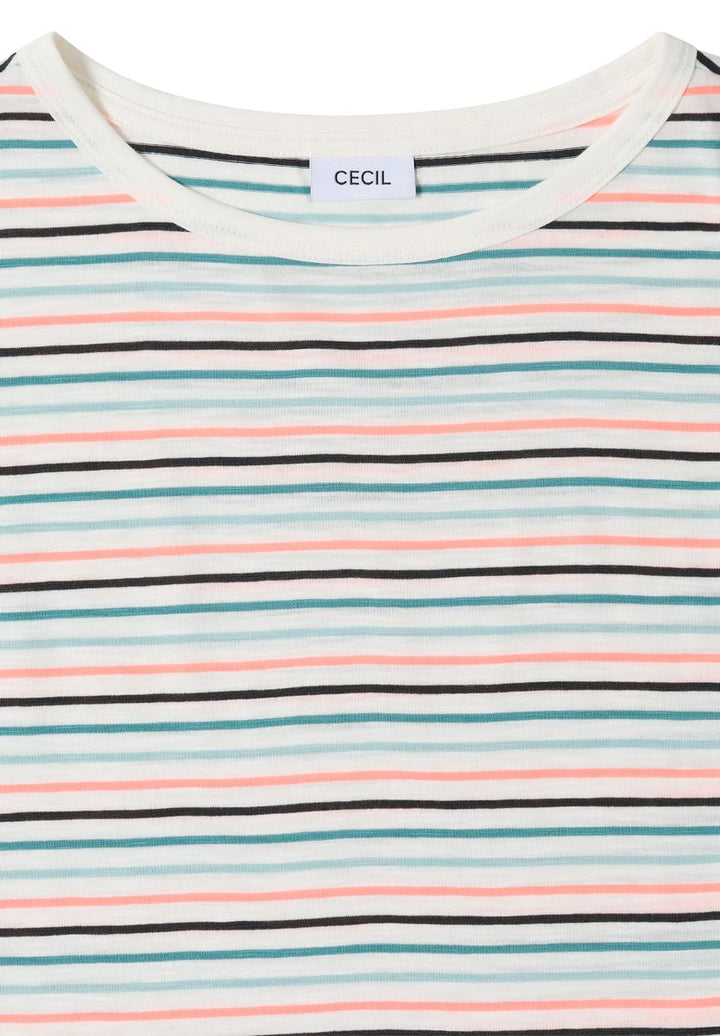T-Shirt mit Boat Neck und Turn-Up-Detail