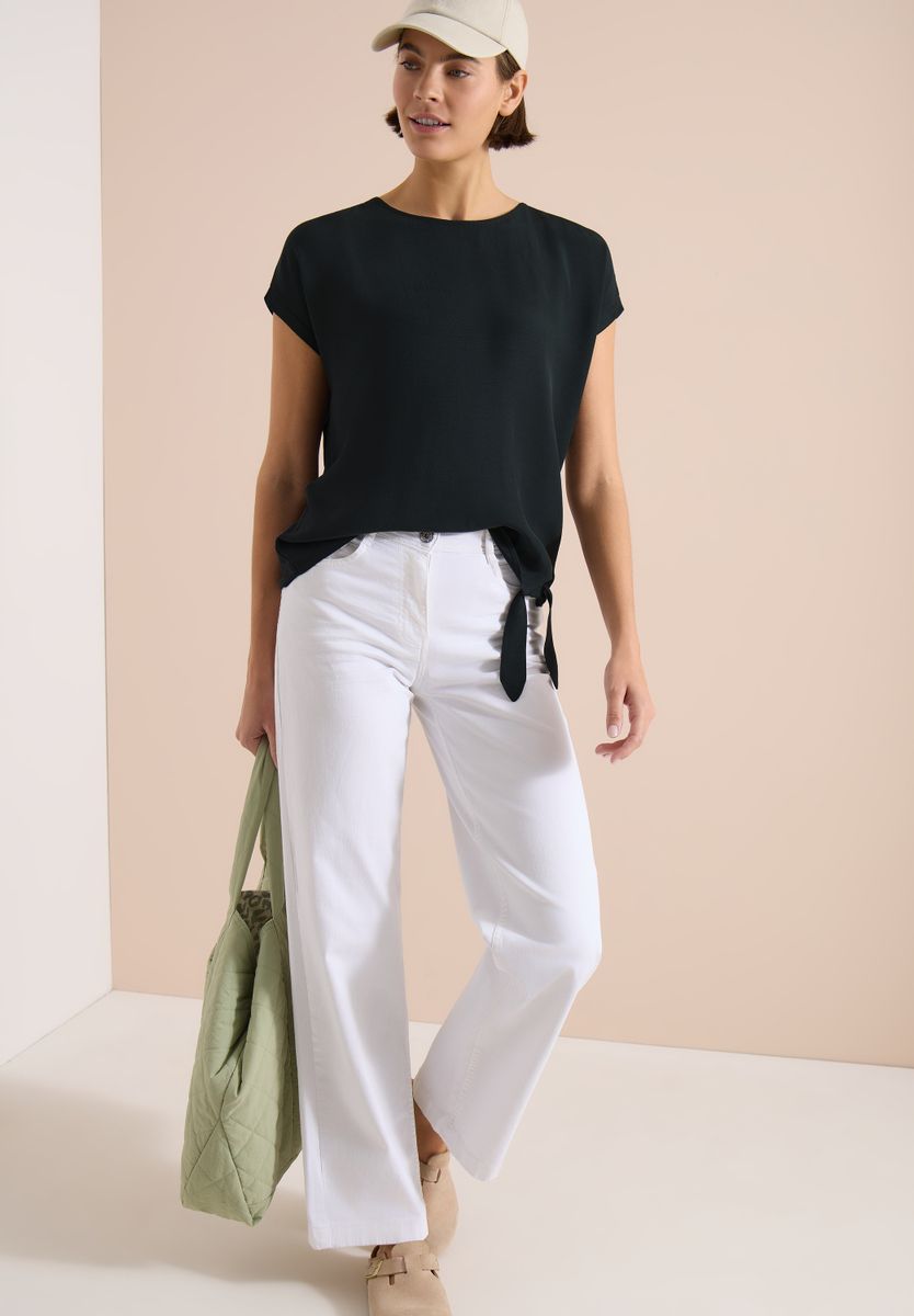 Bluse mit Rundhals und Knotendetail