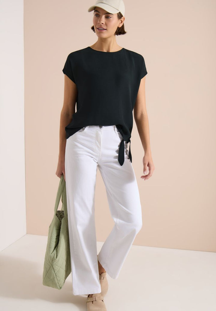 Bluse mit Rundhals und Knotendetail