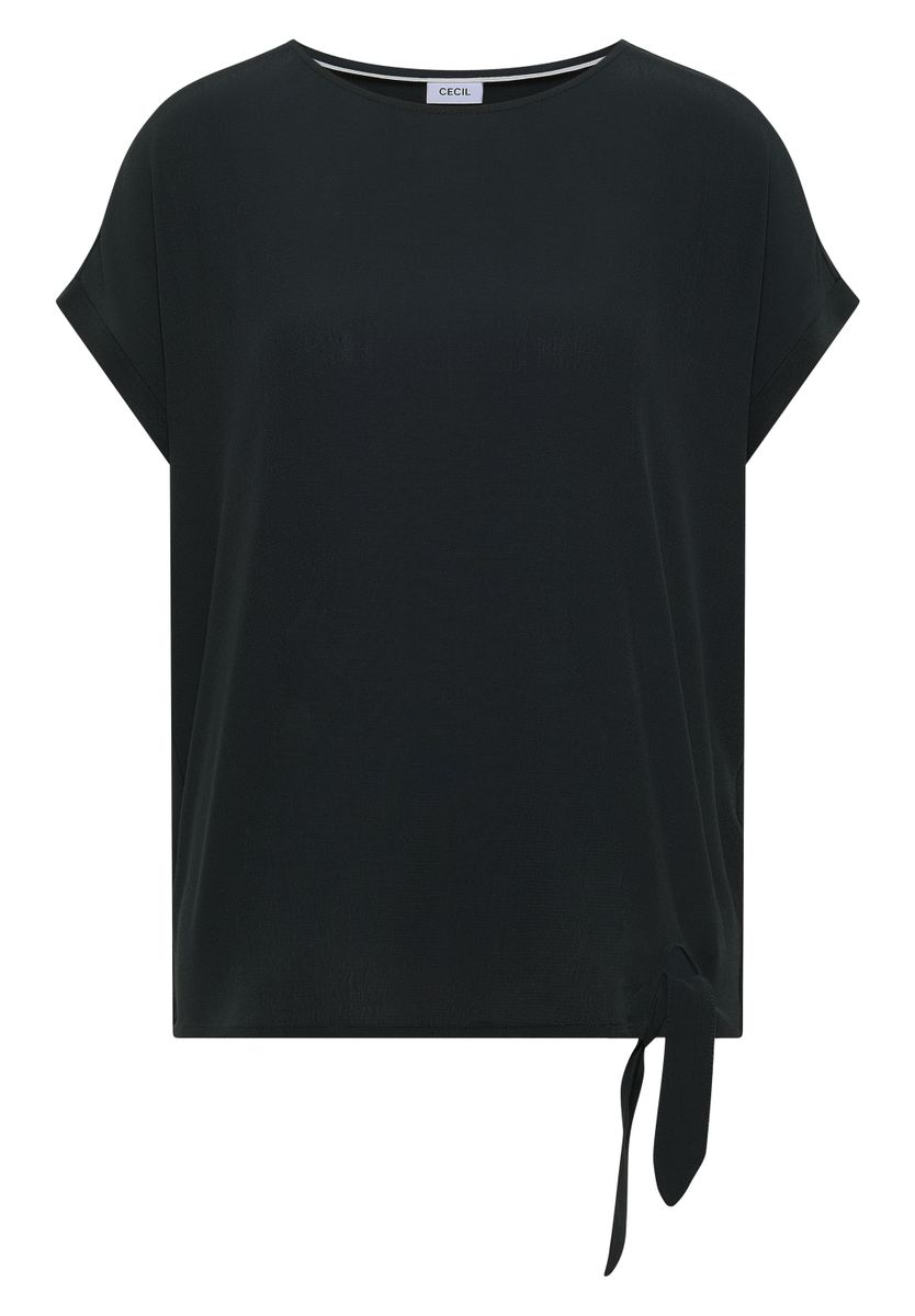 Bluse mit Rundhals und Knotendetail