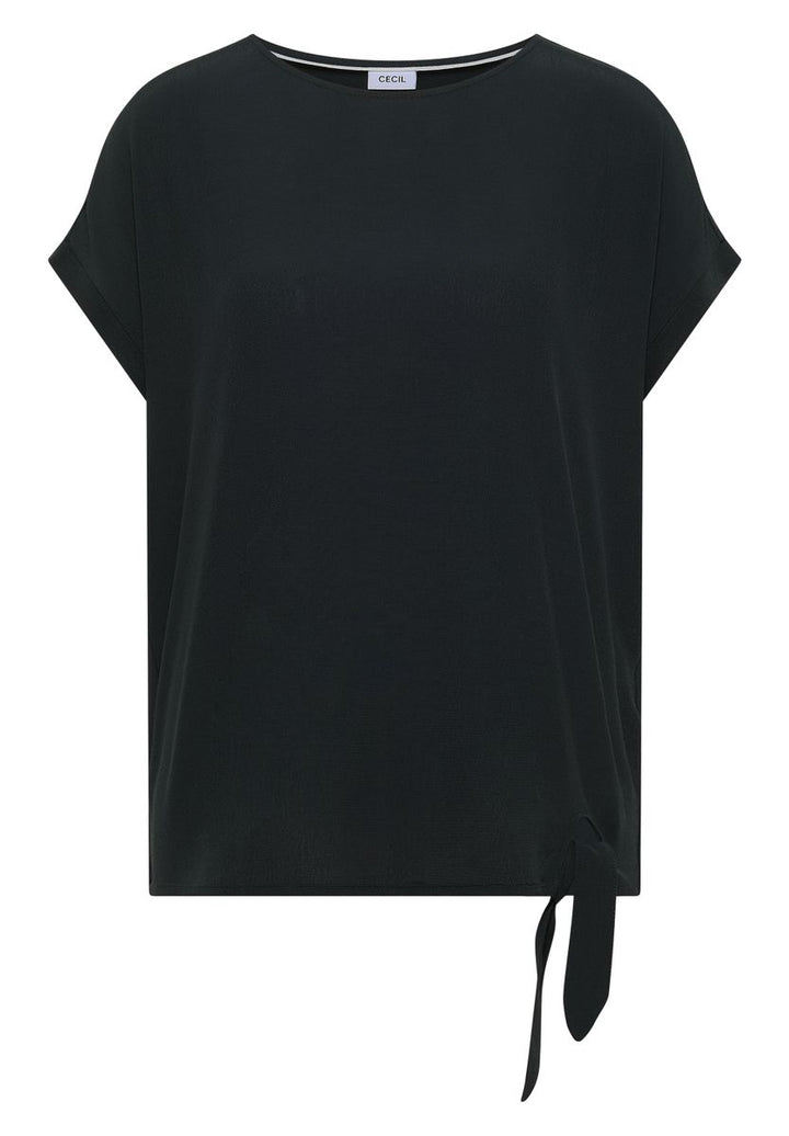 Bluse mit Rundhals und Knotendetail