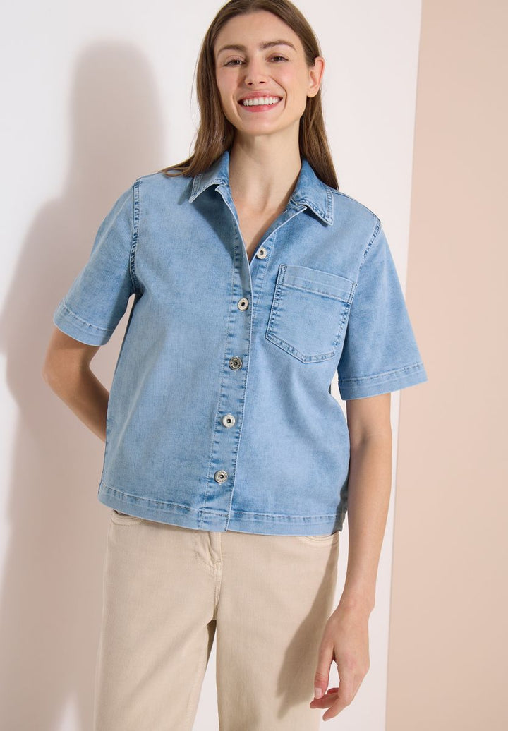 Kurzarm Overshirt mit Knopfleiste