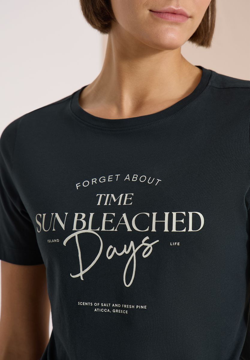 T-Shirt mit Boat Neck und Wording Artwork