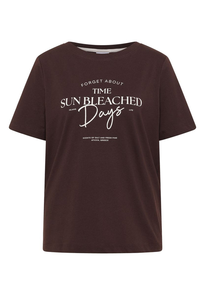 T-Shirt mit Boat Neck und Wording Artwork