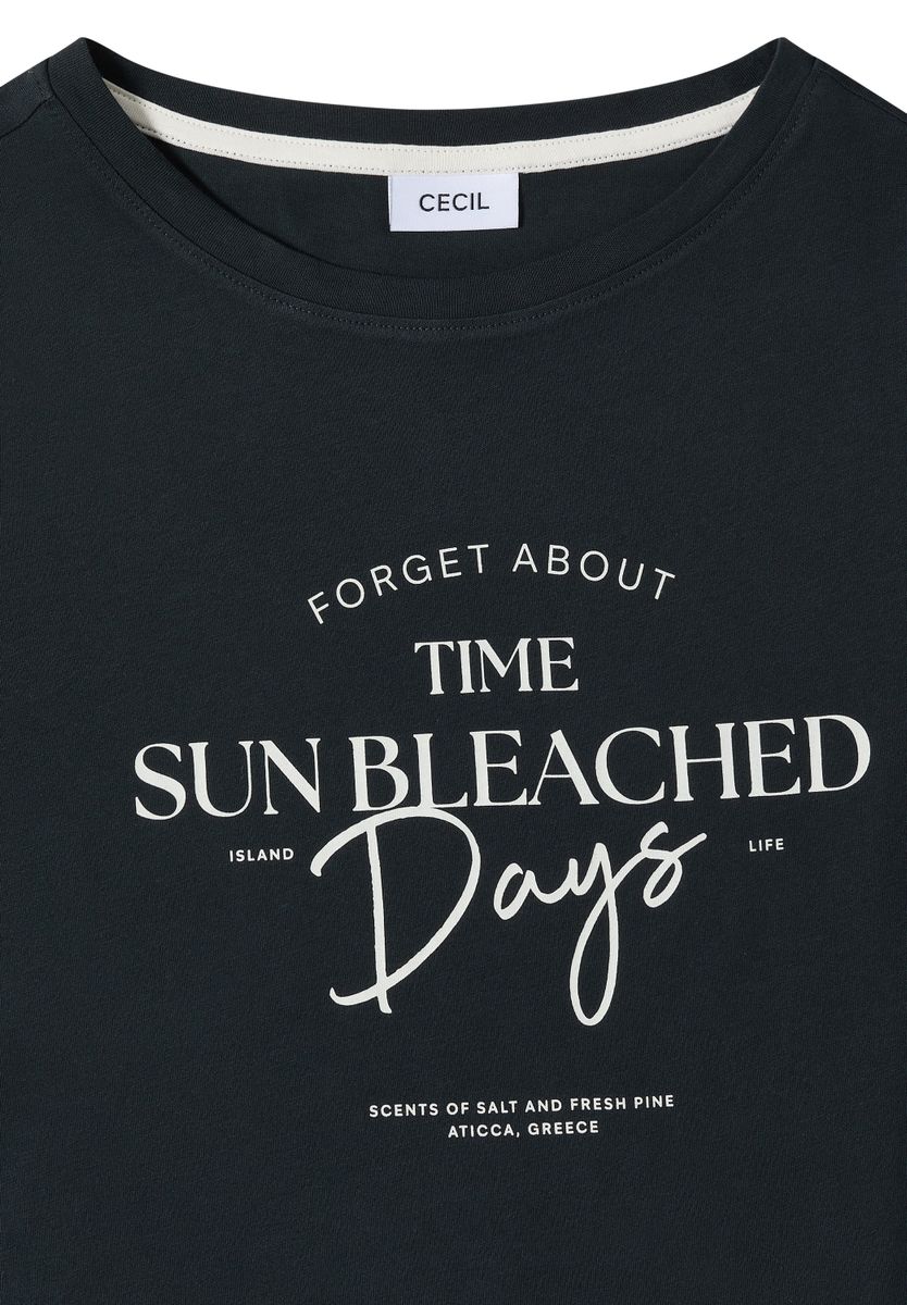 T-Shirt mit Boat Neck und Wording Artwork