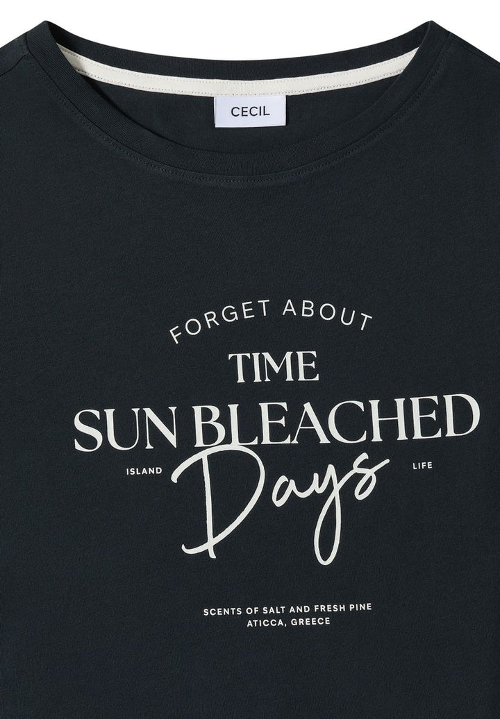 T-Shirt mit Boat Neck und Wording Artwork