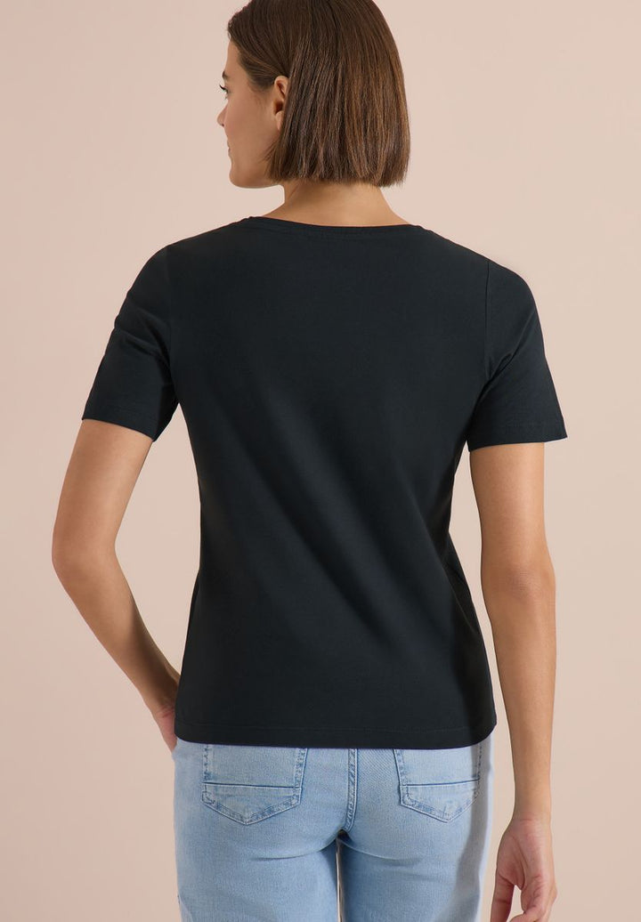T-Shirt mit Boat Neck und Wording Artwork