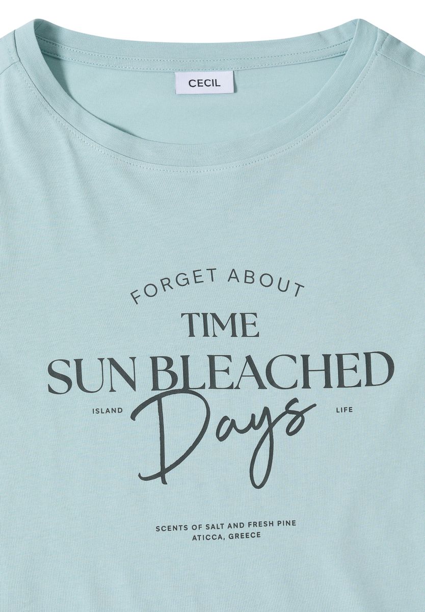 T-Shirt mit Boat Neck und Wording Artwork