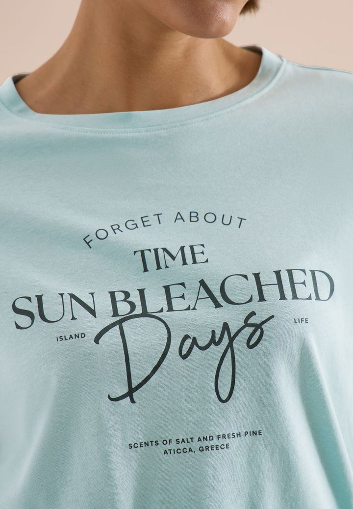 T-Shirt mit Boat Neck und Wording Artwork