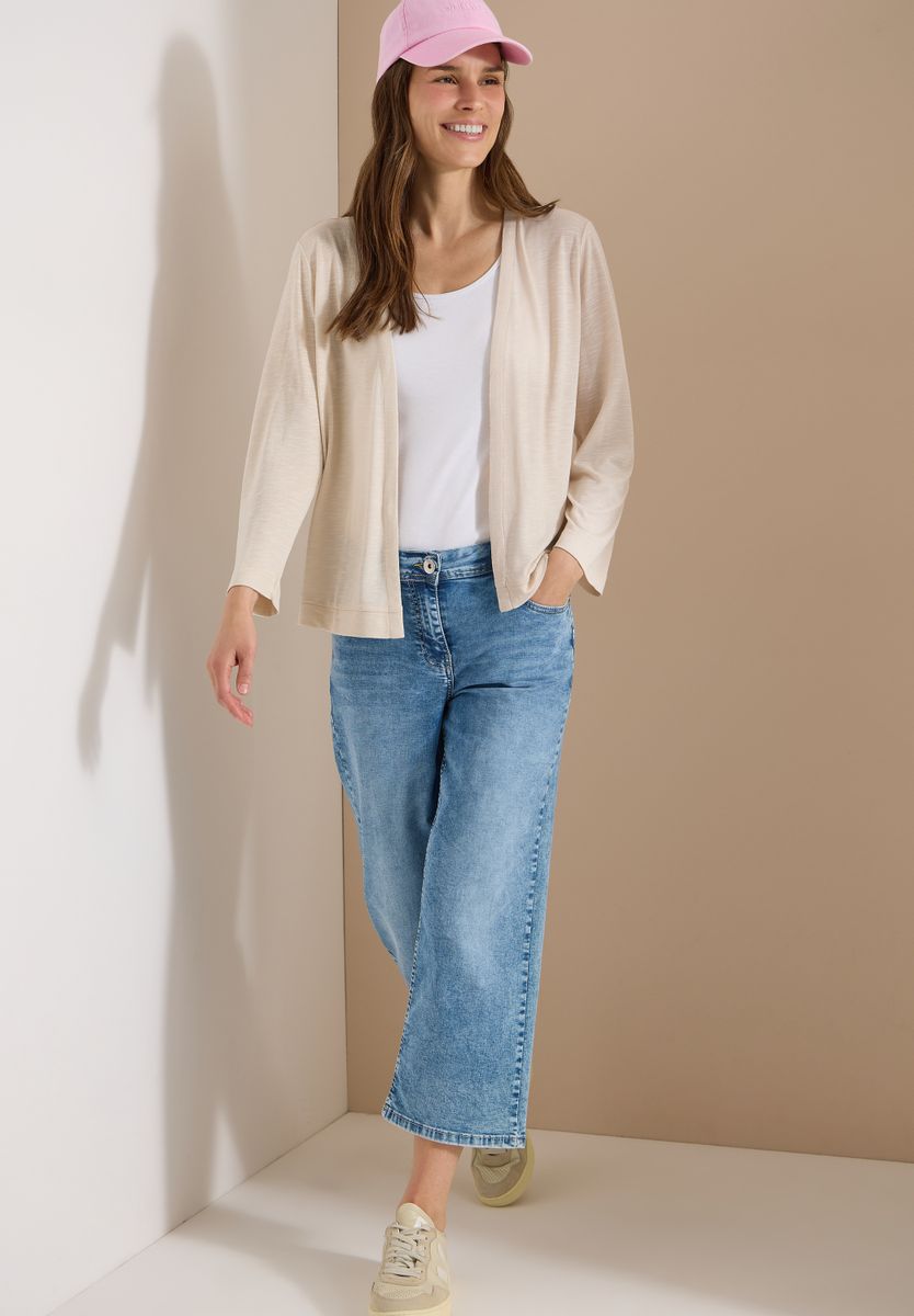 Offene Jacke in Unifarbe mit 3/4-Arm
