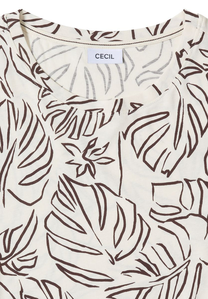 T-Shirt mit Rundhals und Blätterprint