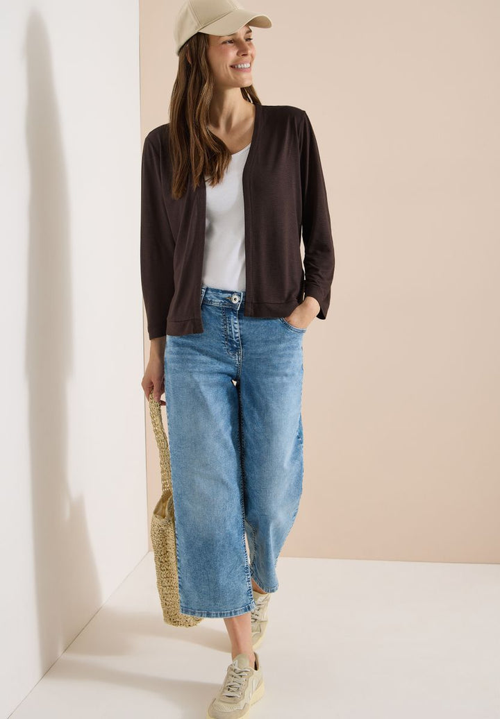Offene Jacke in Unifarbe mit 3/4-Arm