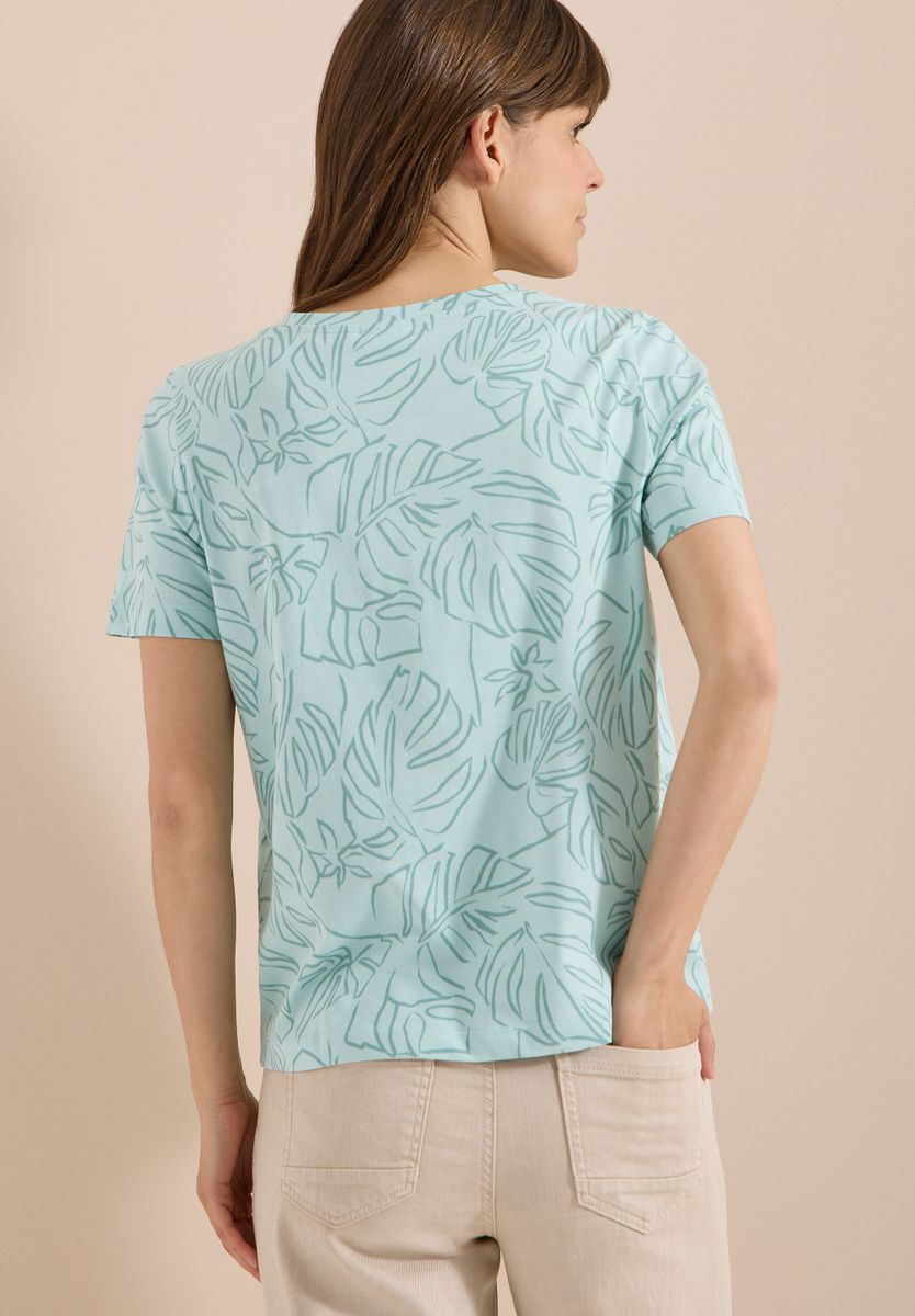 T-Shirt mit Rundhals und Blätterprint