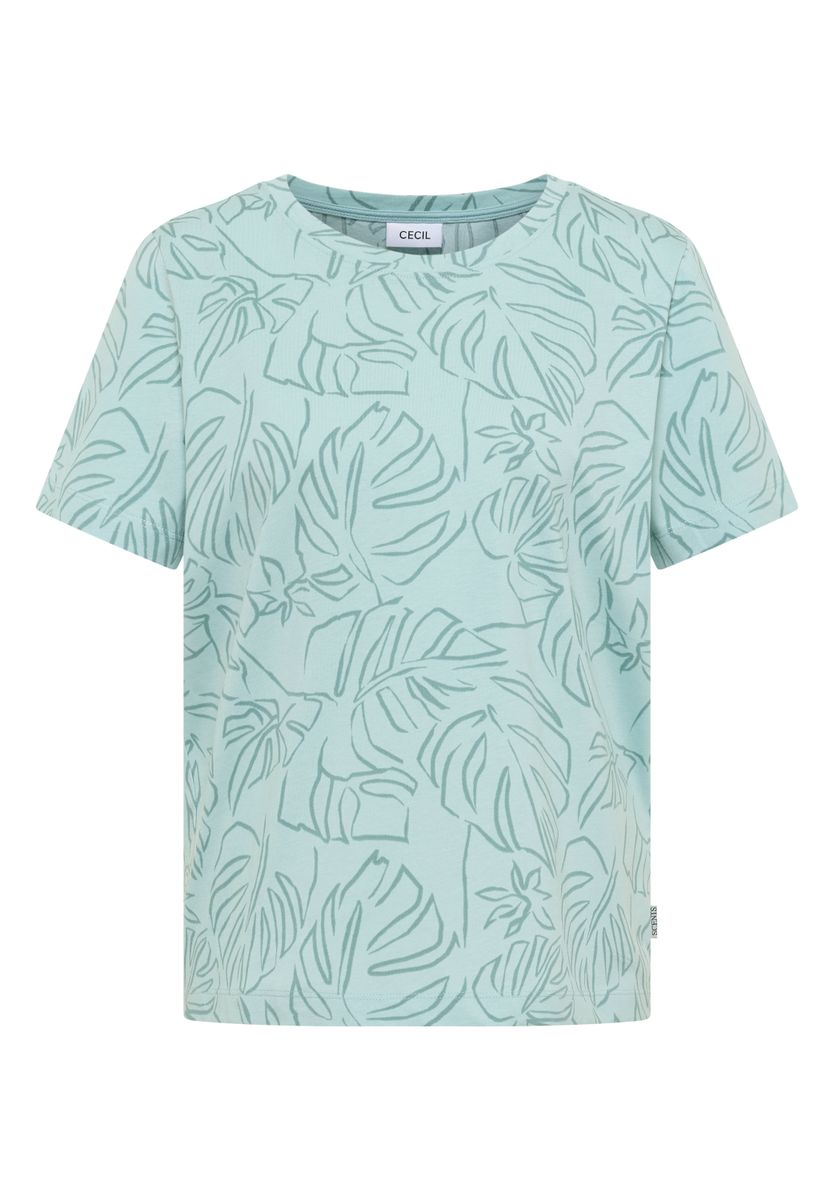 T-Shirt mit Rundhals und Blätterprint