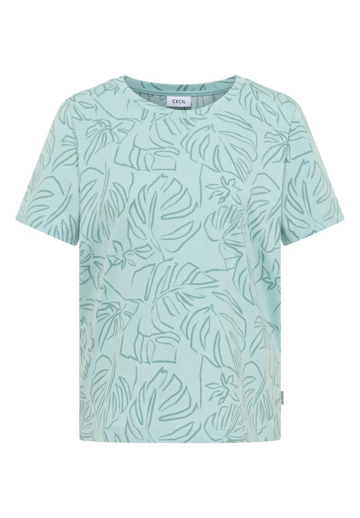 T-Shirt mit Rundhals und Blätterprint