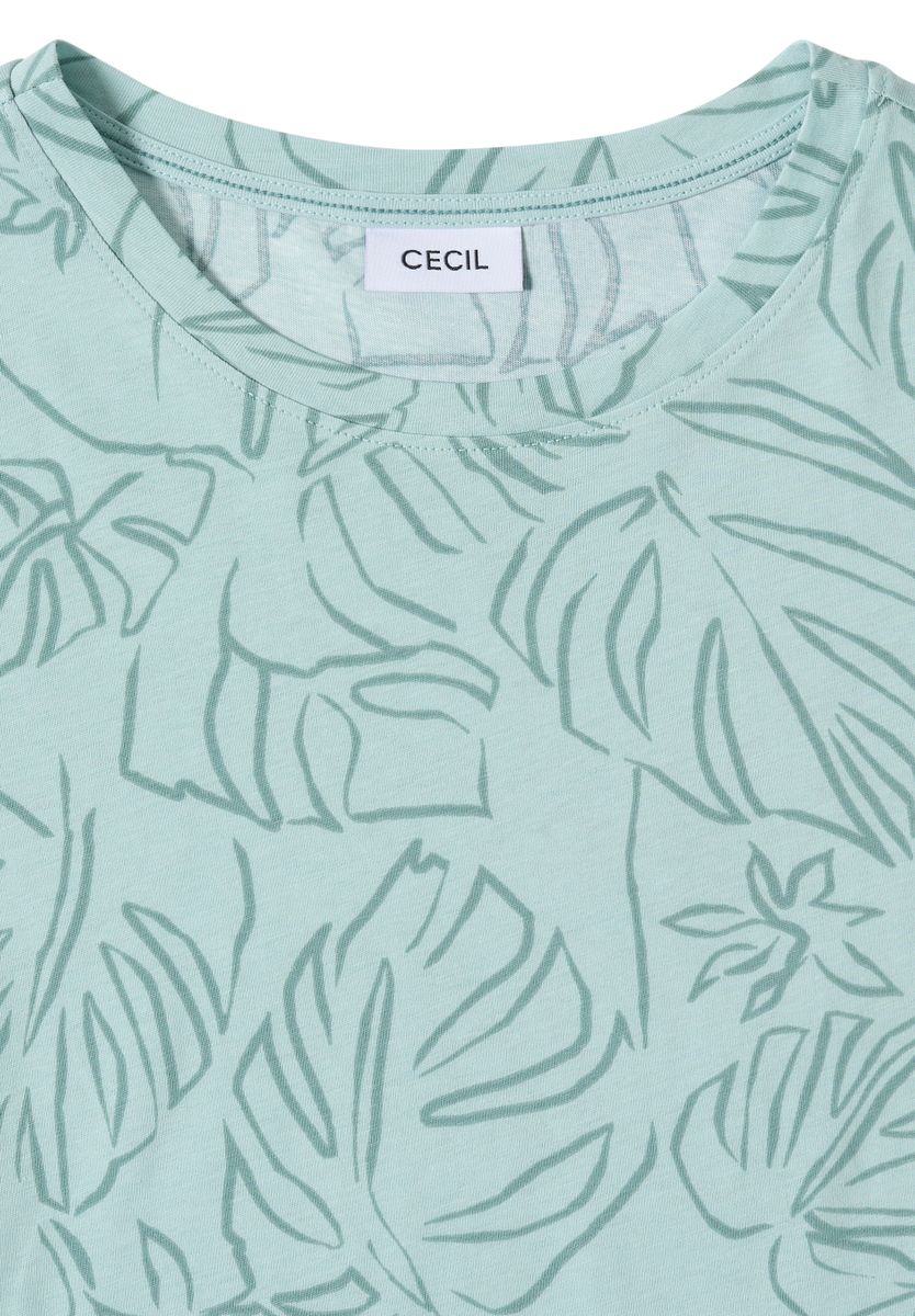 T-Shirt mit Rundhals und Blätterprint
