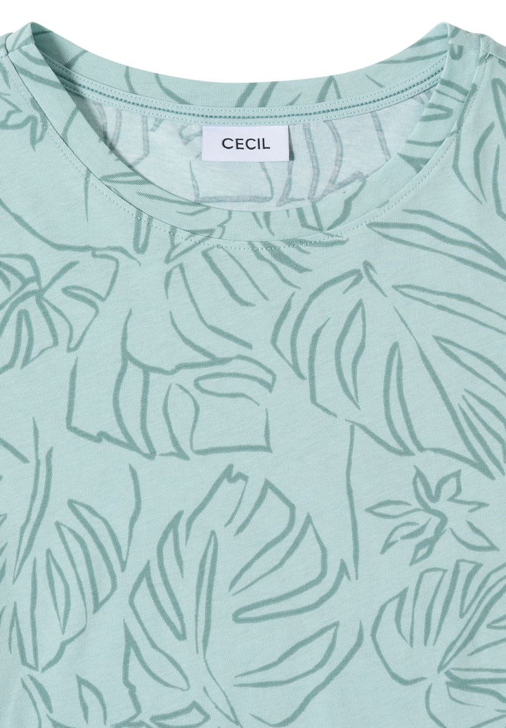 T-Shirt mit Rundhals und Blätterprint