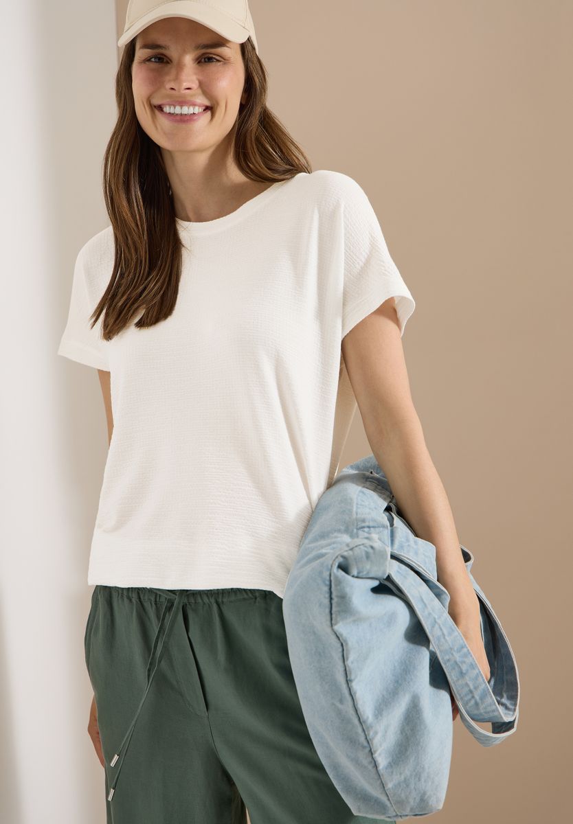 T-Shirt mit Rundhals und Struktur