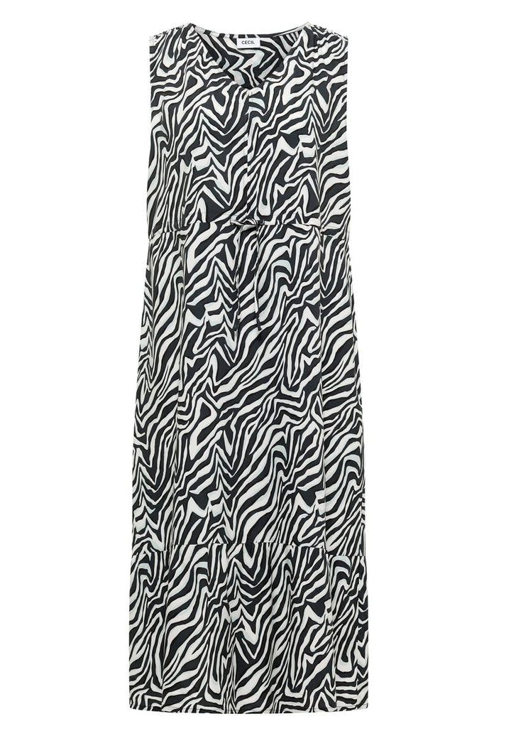 Midikleid mit V-Neck und Zebraprint