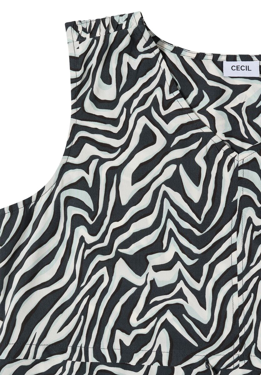 Midikleid mit V-Neck und Zebraprint