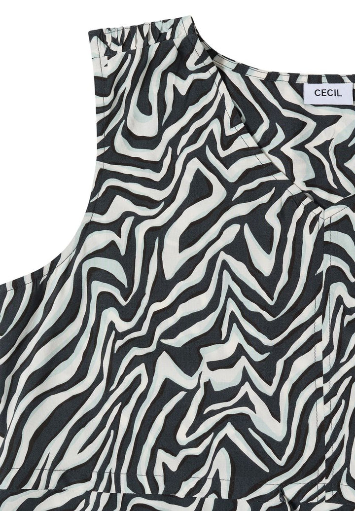 Midikleid mit V-Neck und Zebraprint