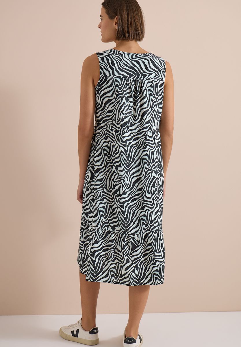 Midikleid mit V-Neck und Zebraprint
