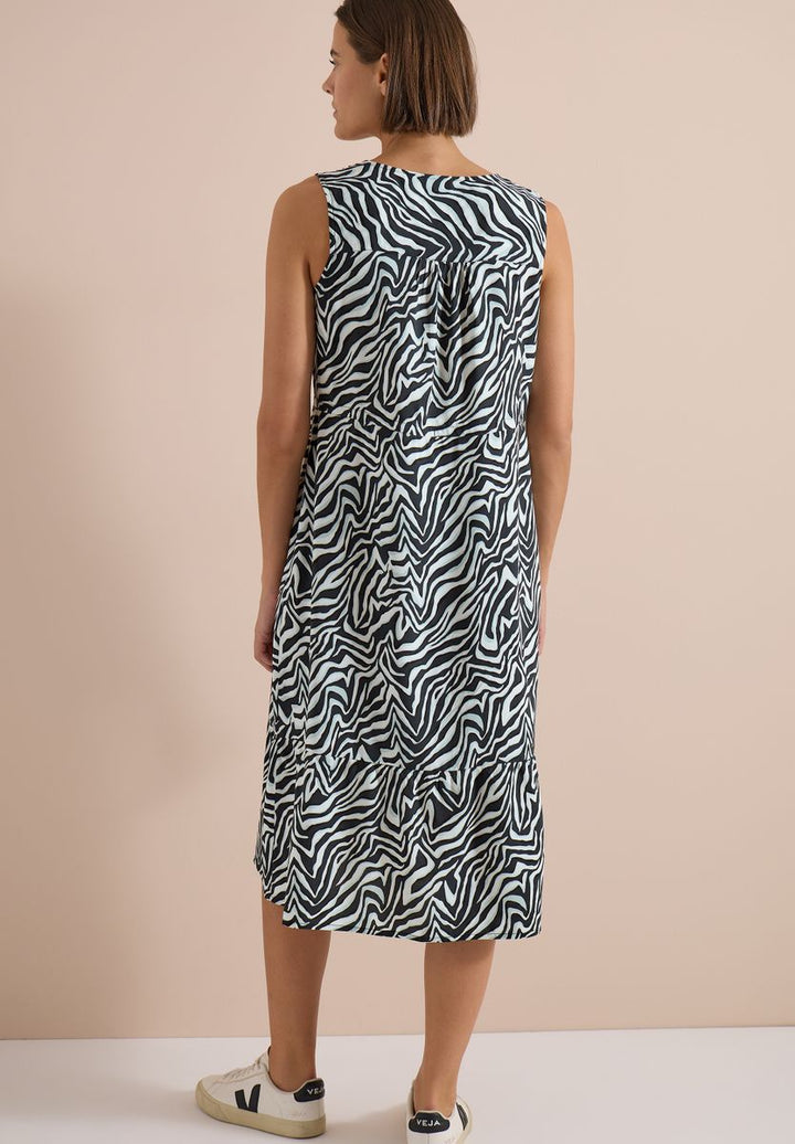 Midikleid mit V-Neck und Zebraprint