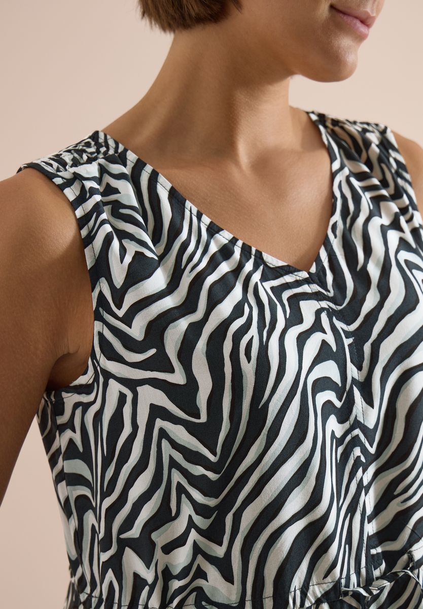 Midikleid mit V-Neck und Zebraprint