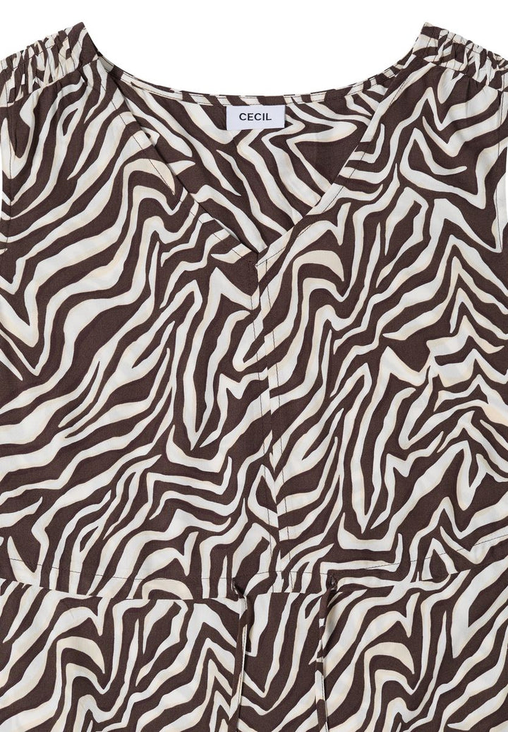 Midikleid mit V-Neck und Zebraprint