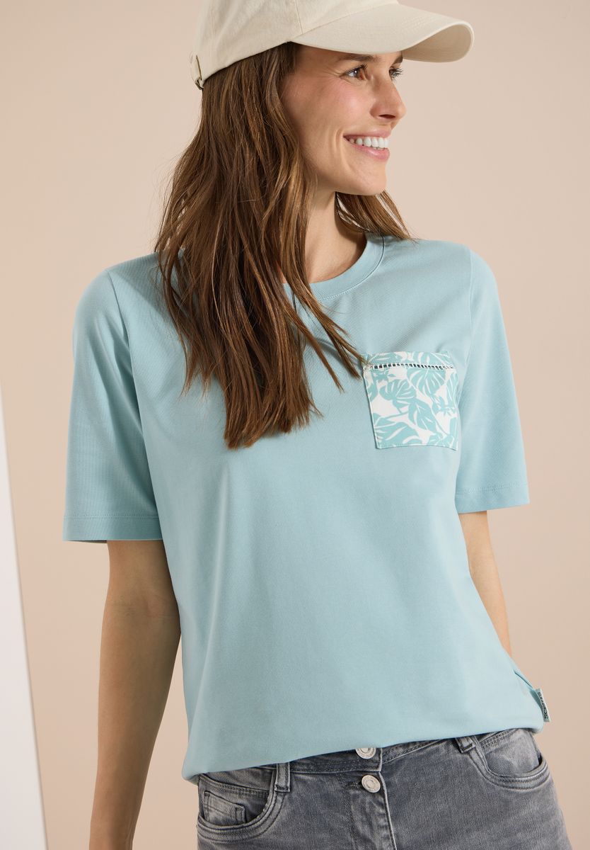 T-Shirt mit Rundhals und Brusttasche
