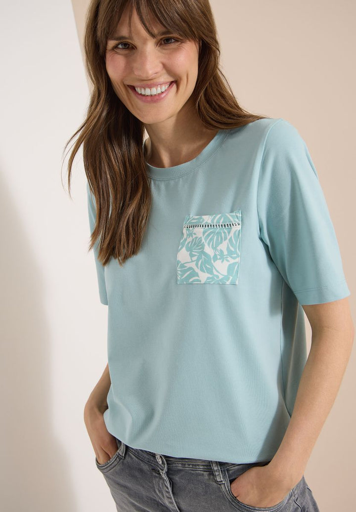 T-Shirt mit Rundhals und Brusttasche