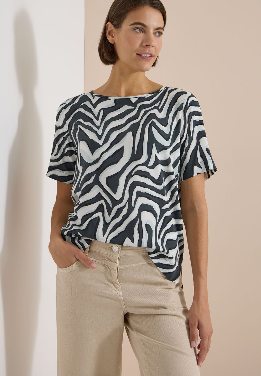 Blusenshirt mit Rundhals und Print