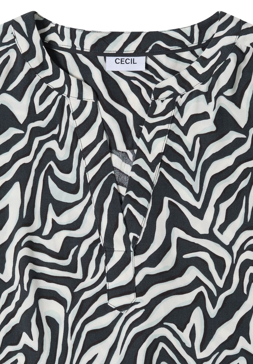 Bluse mit Split Neck und Zebra-Print