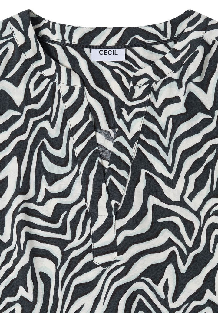 Bluse mit Split Neck und Zebra-Print