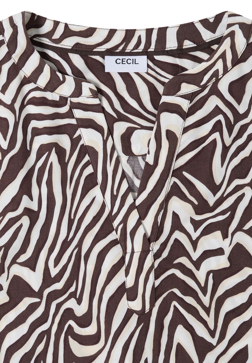 Bluse mit Split Neck und Zebra-Print