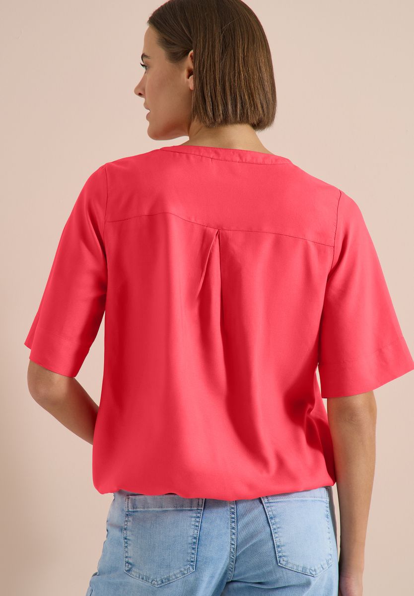 Kurzarm Bluse mit Split Neck