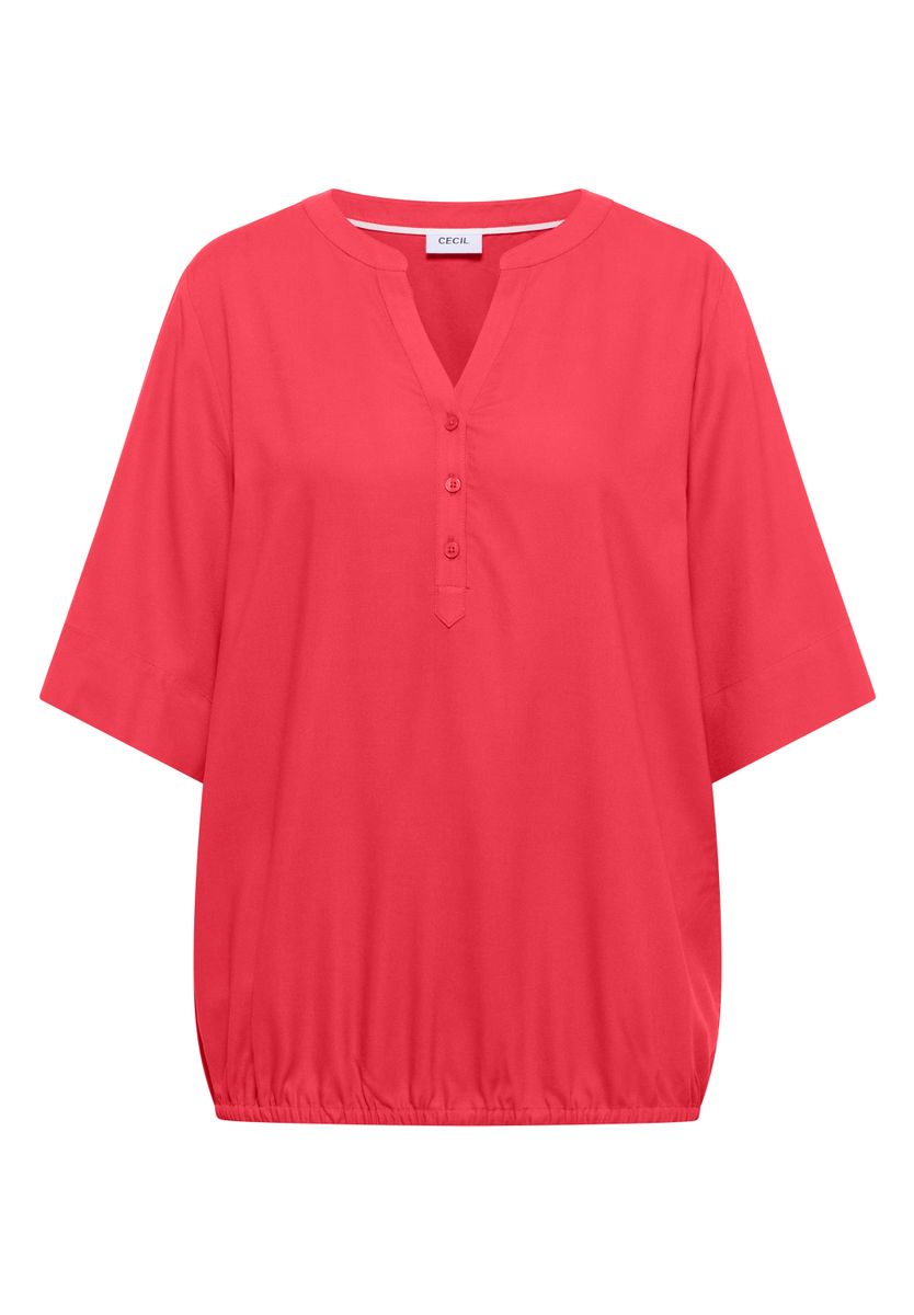 Kurzarm Bluse mit Split Neck