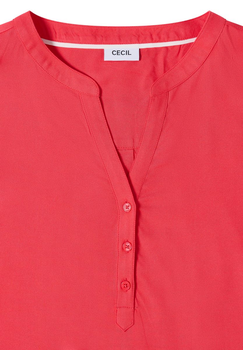 Kurzarm Bluse mit Split Neck